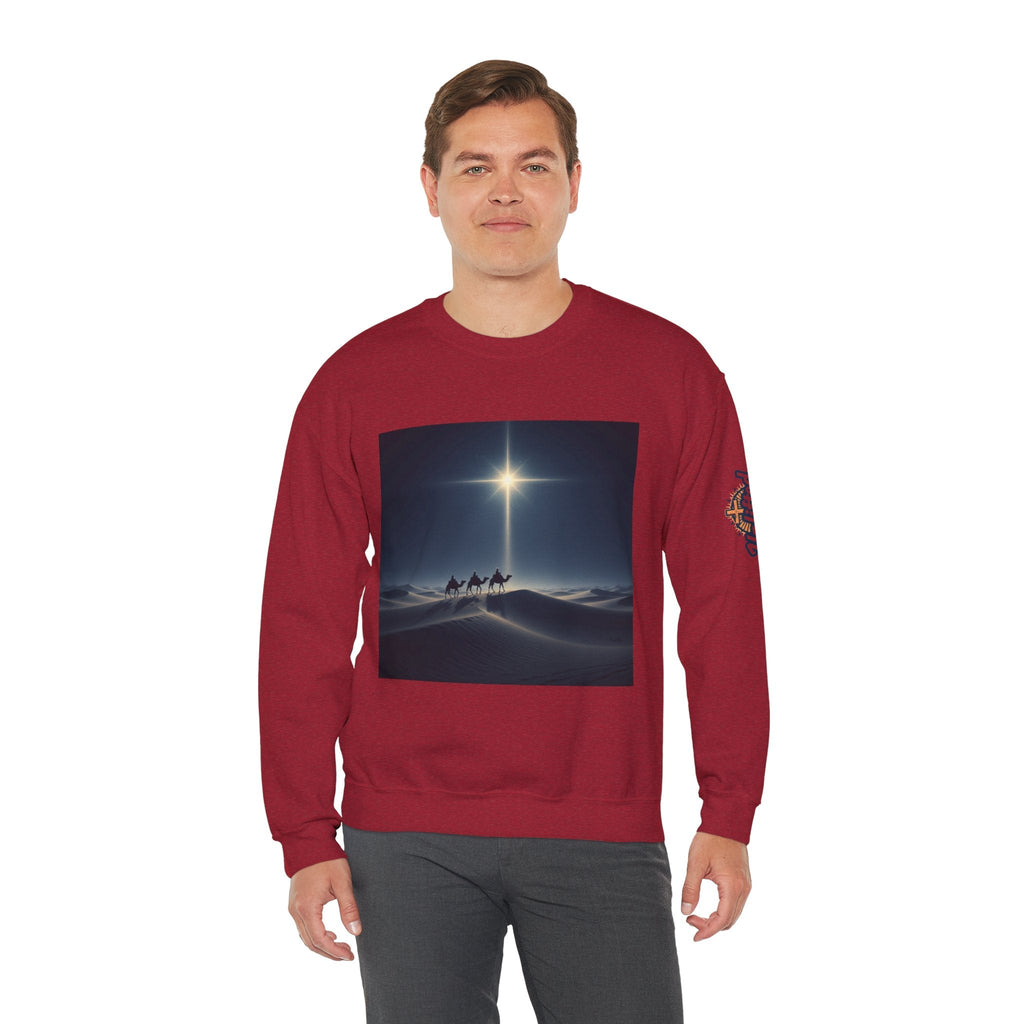 3 Wise Men Sweatshirt – Magi Camels Nativity Journey Christian Christmas Sweatshirt for Epiphany Faith & Holy Night Printify