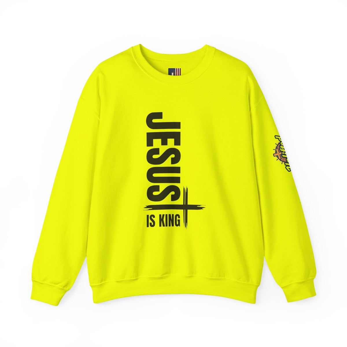 Jesus Is King Sweatshirt | Modern Typographic Cross Christian Sweatshirt Printify