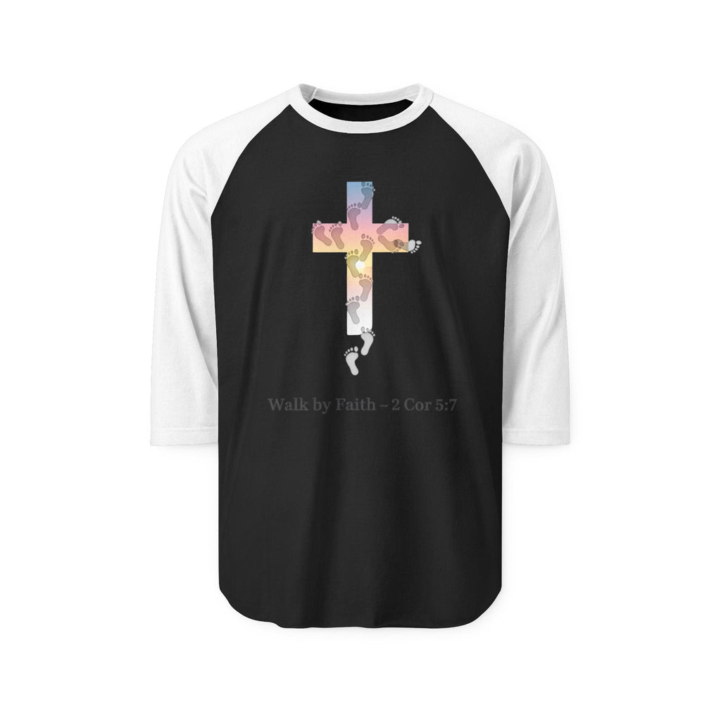 Walk by Faith T-Shirt – Cross & Footprints Christian Tee for Bold Believers Printify