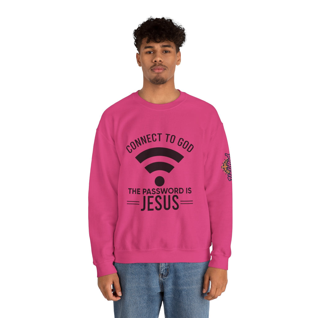 Connect to God Sweatshirt - WIFI Password is Jesus - Funny Christian Faith Sweatshirt Printify
