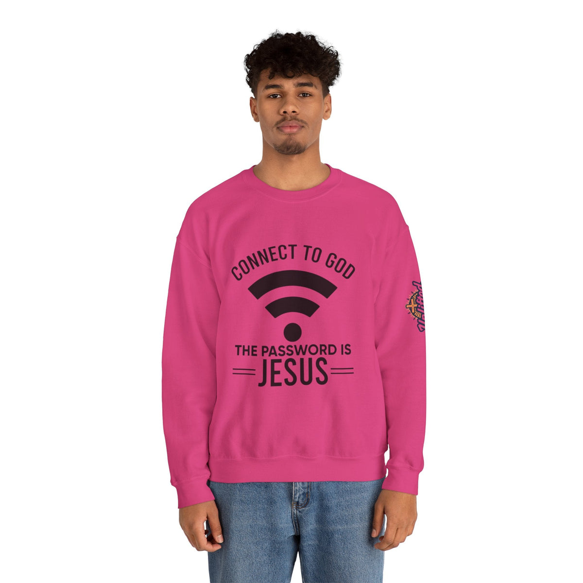 Connect to God Sweatshirt - WIFI Password is Jesus - Funny Christian Faith Sweatshirt Printify