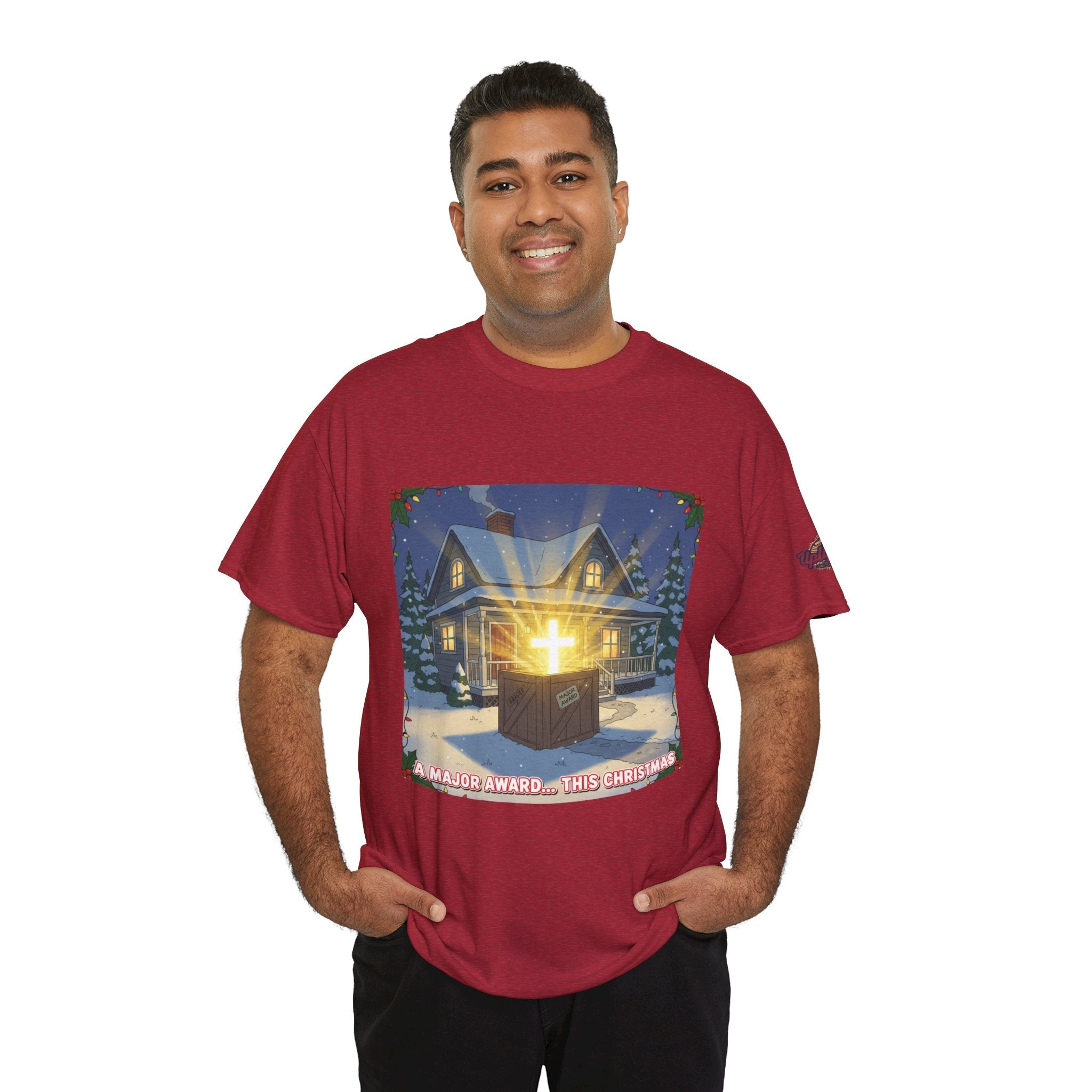 A Major Award This Christmas T-shirt – Fragile Leg Lamp Parody Cross Unboxing Christian T-shirt for Hilarious Faith & Holiday Glow Printify