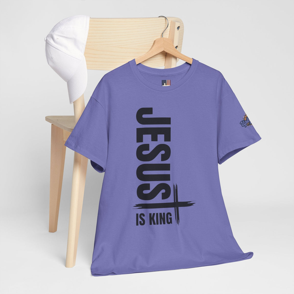 Jesus Is King T-shirt | Modern Typographic Cross Christian T-shirt Printify