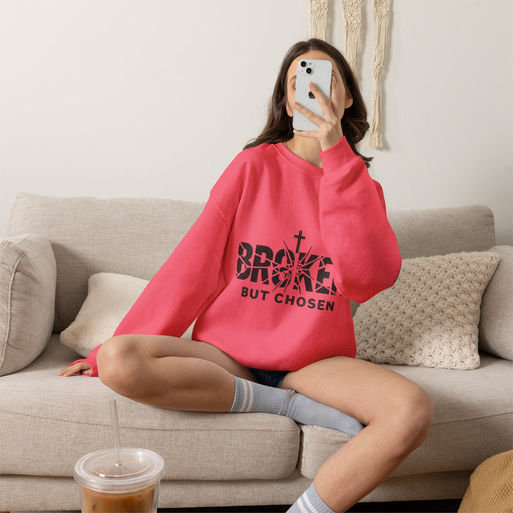 Broken But Chosen Crewneck Sweatshirt Printify