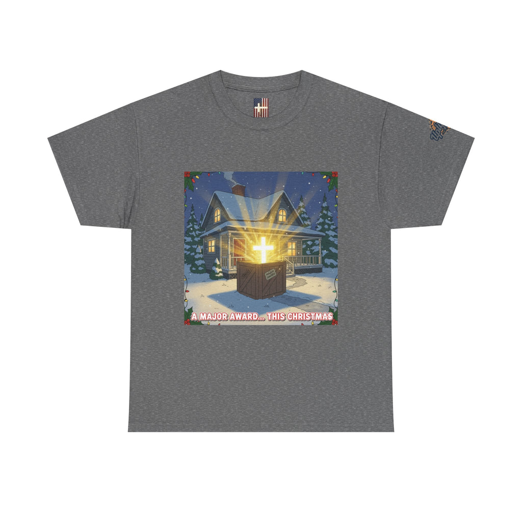 A Major Award This Christmas T-shirt – Fragile Leg Lamp Parody Cross Unboxing Christian T-shirt for Hilarious Faith & Holiday Glow Printify