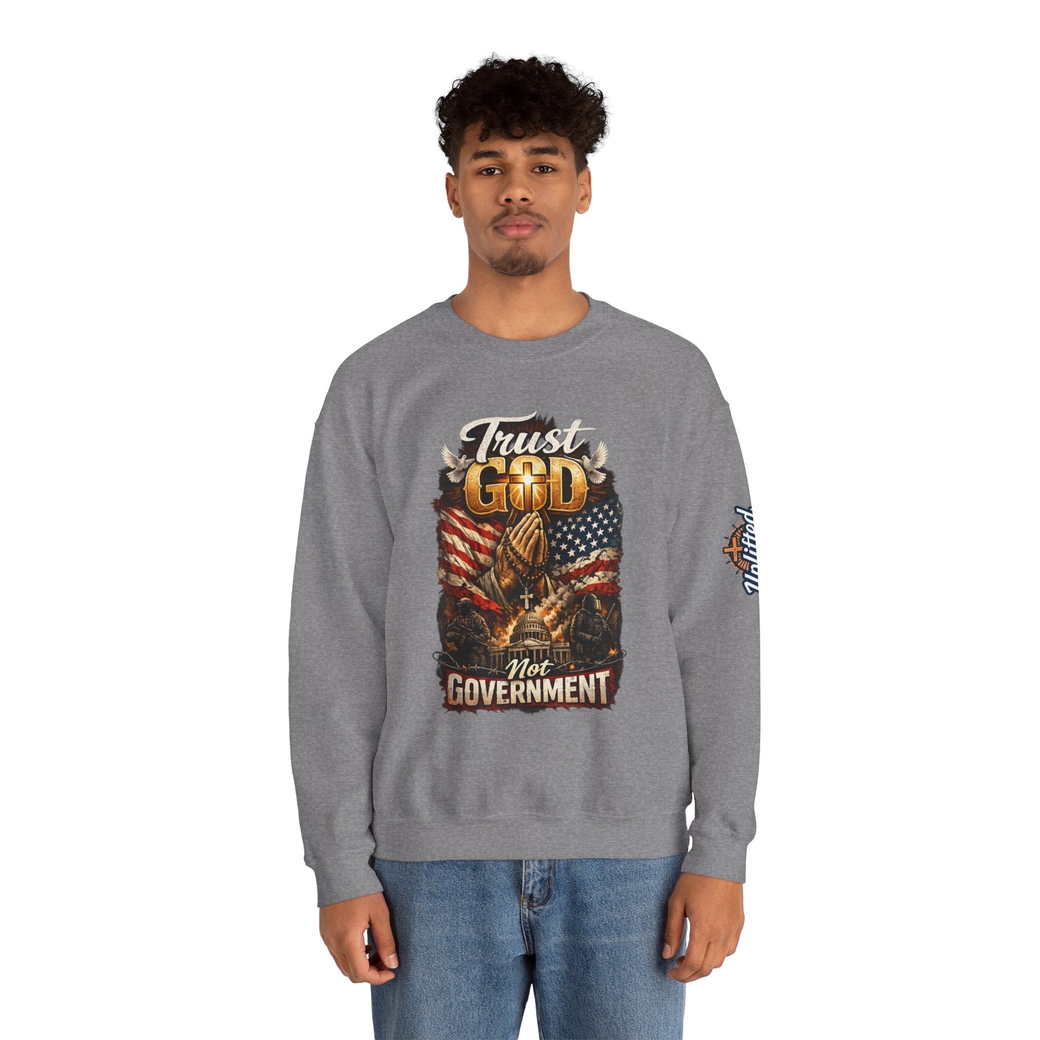 Trust God Not Government Sweatshirt — Vintage Patriotic Christian Sweatshirt Printify