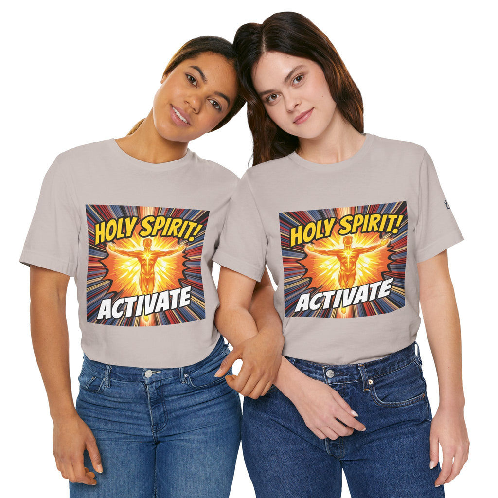 Holy Spirit Activate T-shirt – Superhero Christian T-shirt with Vibrant Power-Up Design for Faith-Fueled Boldness Printify