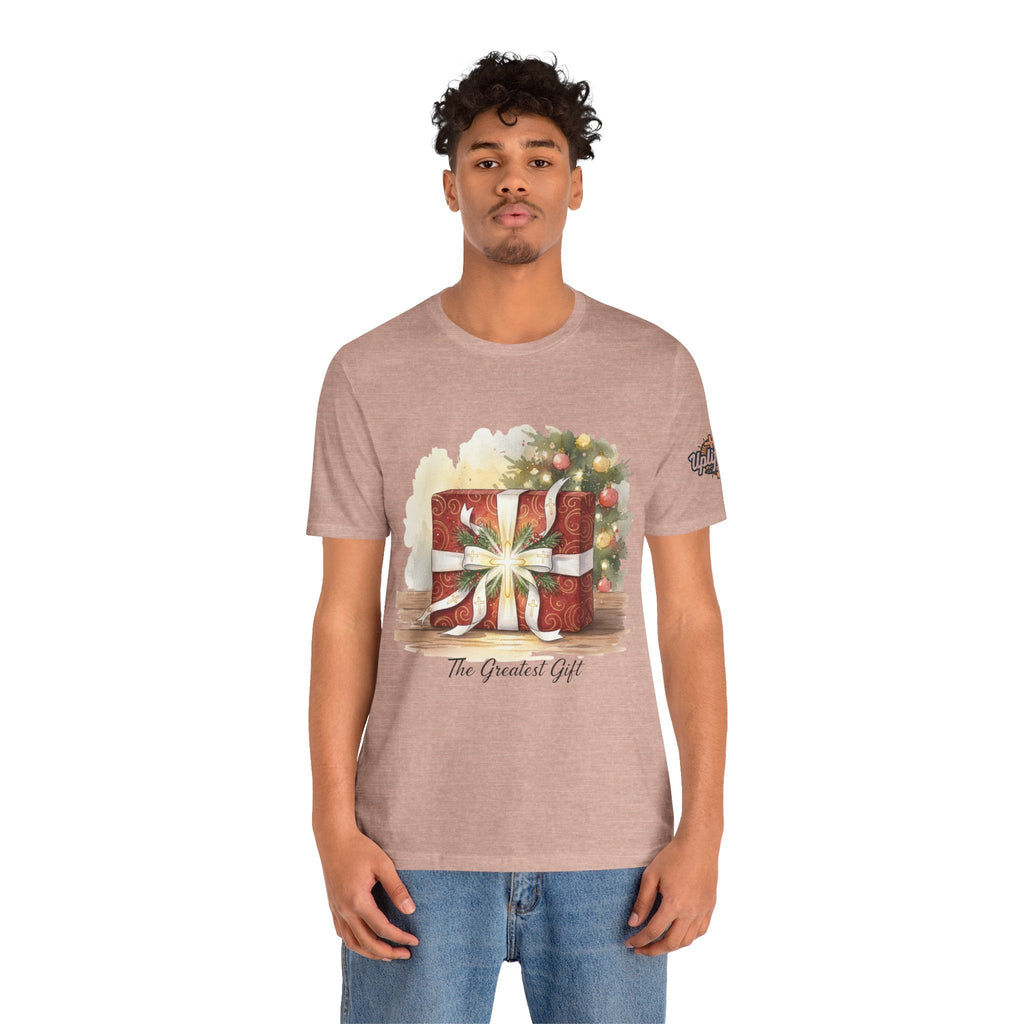 The Greatest Gift T-shirt – Cross Bow Present Christian T-shirt for Christmas Salvation & Eternal Faith Printify