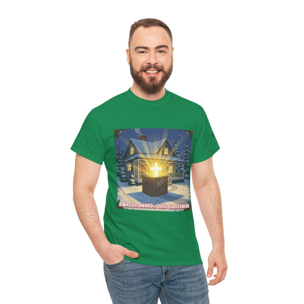 A Major Award This Christmas T-shirt – Fragile Leg Lamp Parody Cross Unboxing Christian T-shirt for Hilarious Faith & Holiday Glow Printify