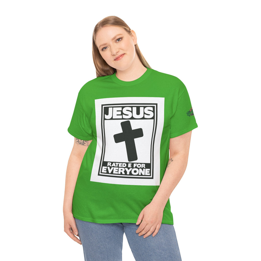 Jesus, Rated E for Everyone T-shirt - Gamer Faith T-shirt - Christian Video Game Parody Printify