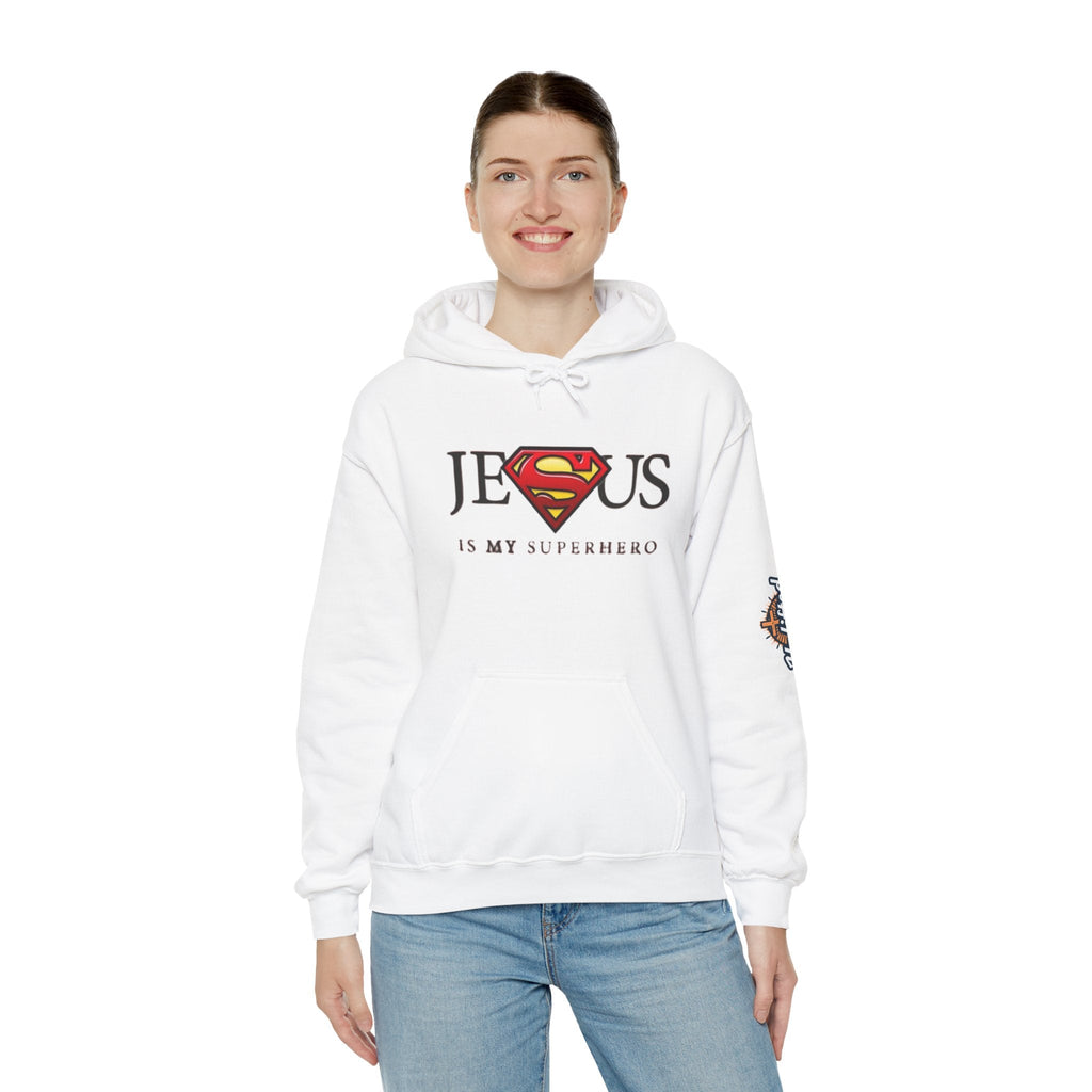 Jesus Is My Superhero Hoodie — Christian Faith Graphic Pullover Printify