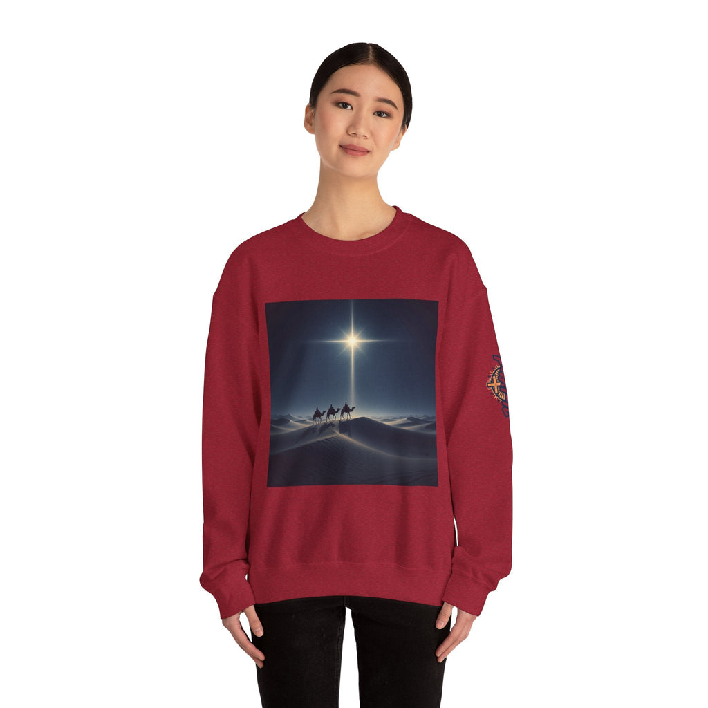 3 Wise Men Sweatshirt – Magi Camels Nativity Journey Christian Christmas Sweatshirt for Epiphany Faith & Holy Night Printify