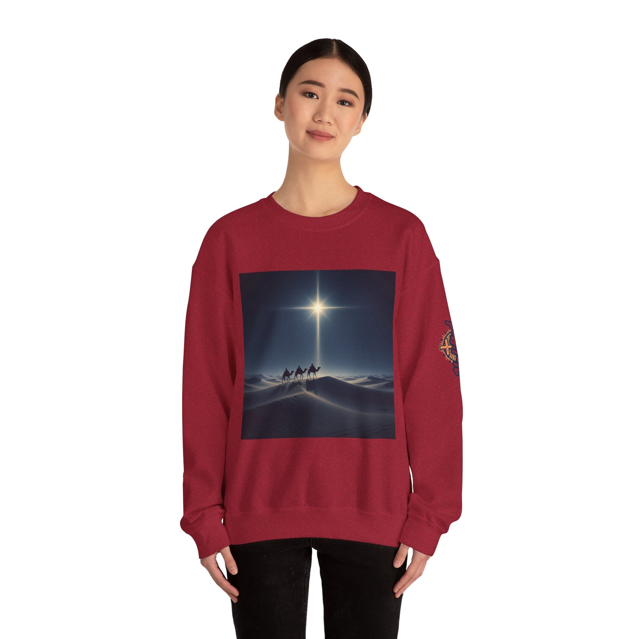 3 Wise Men Sweatshirt – Magi Camels Nativity Journey Christian Christmas Sweatshirt for Epiphany Faith & Holy Night Printify