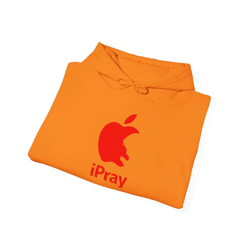 iPray Apple Logo Hoodie — Funny Christian Hoodie (Minimal Red Apple Graphic) Printify