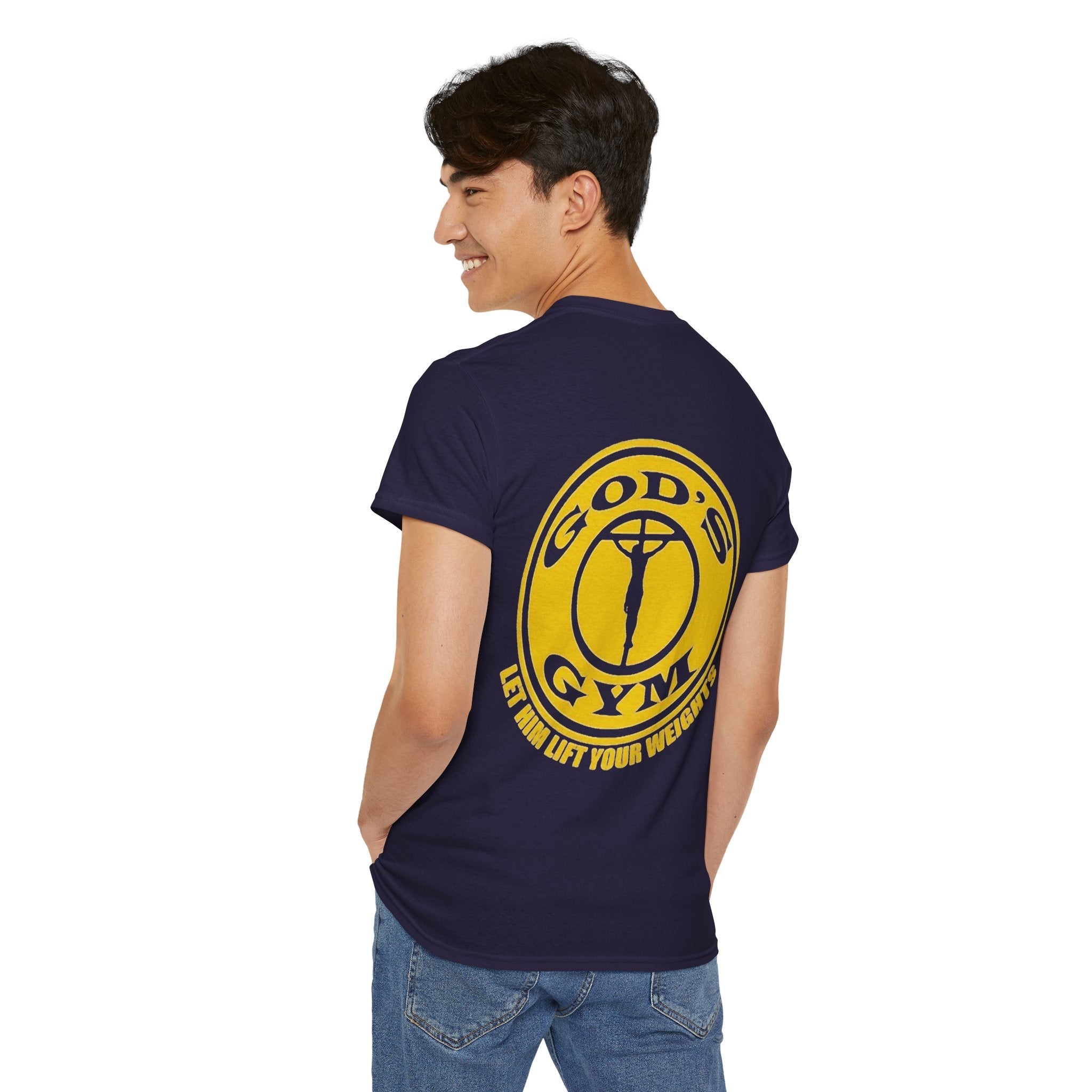 God's Gym T-Shirt — "Let Him Lift Your Weights" Christian Fitness Tee Printify