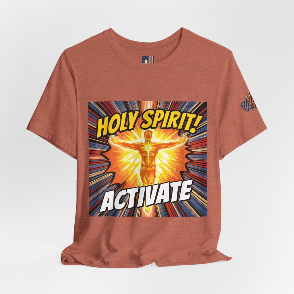 Holy Spirit Activate T-shirt – Superhero Christian T-shirt with Vibrant Power-Up Design for Faith-Fueled Boldness Printify