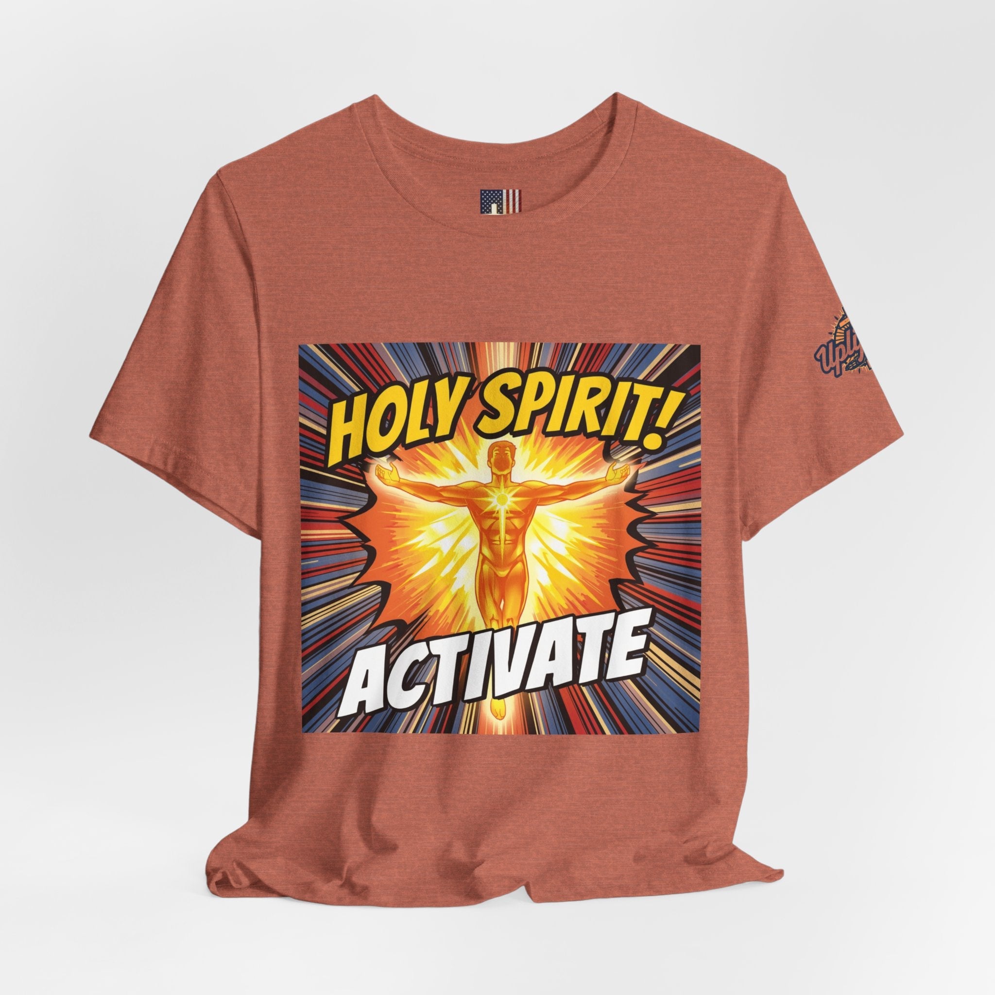 Holy Spirit Activate T-shirt – Superhero Christian T-shirt with Vibrant Power-Up Design for Faith-Fueled Boldness Printify