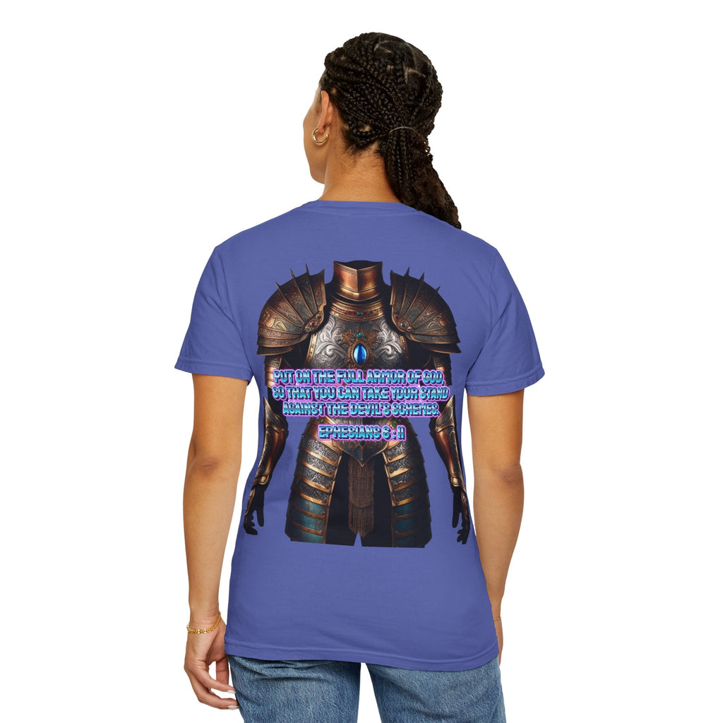 Religious Graphic Tee with Armor Of God Design - Unisex Garment-Dyed T-shirt Printify