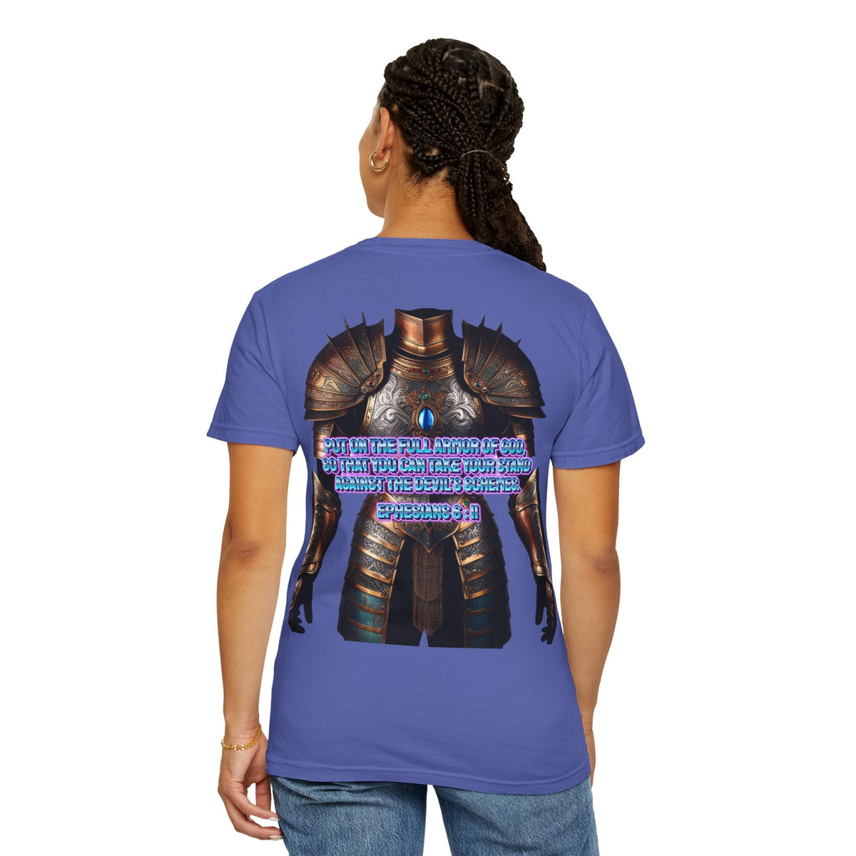 Religious Graphic Tee with Armor Of God Design - Unisex Garment-Dyed T-shirt Printify