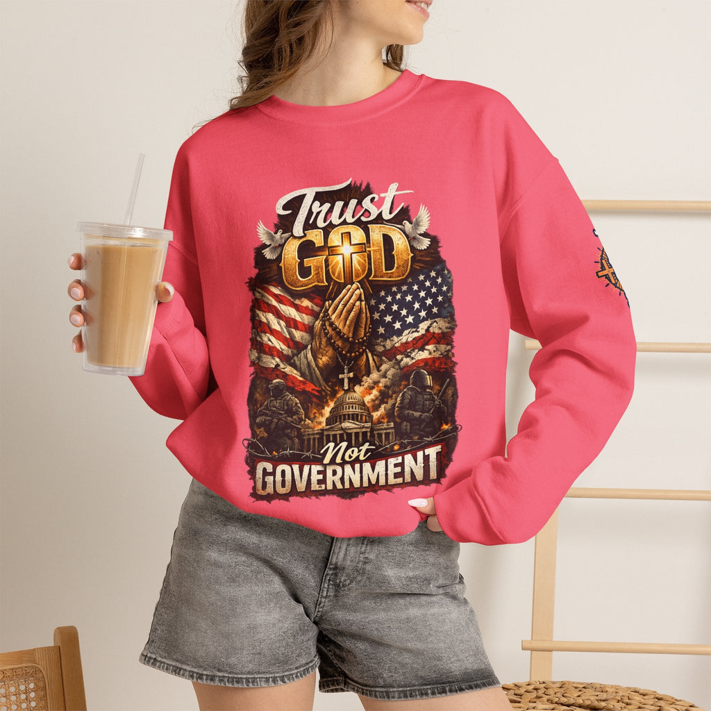 Trust God Not Government Sweatshirt — Vintage Patriotic Christian Sweatshirt Printify