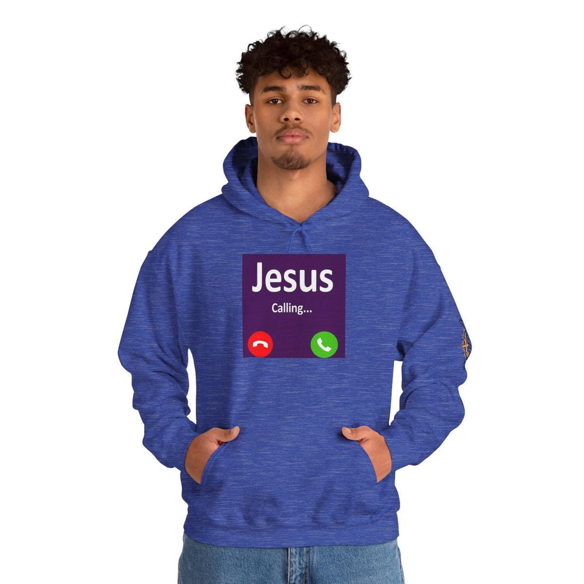 Jesus Calling Hoodie – Funny Cell Phone Screen Christian Sweatshirt for Divine Connection & Faith Humor Printify