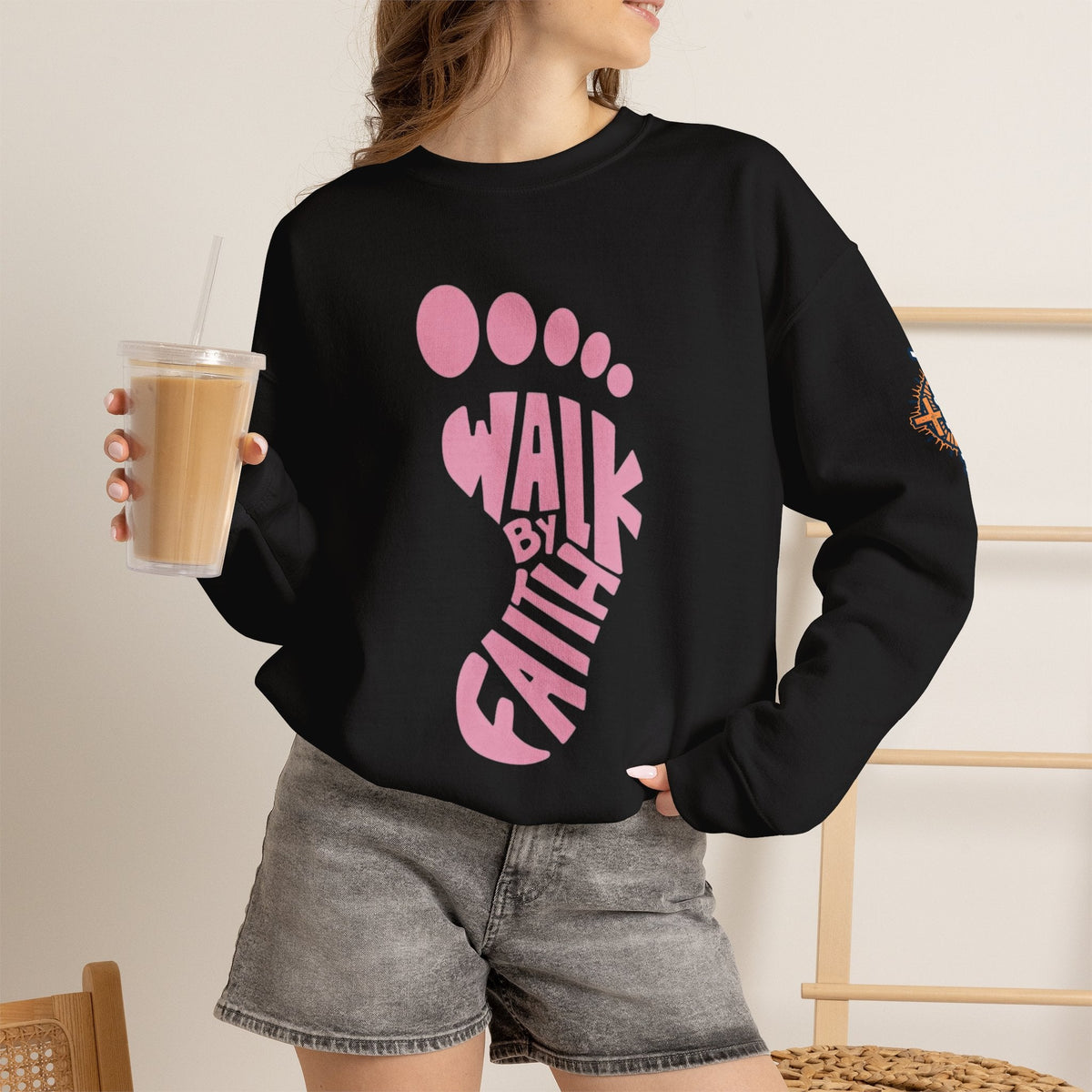 Walk By Faith Footprint Sweatshirt Printify