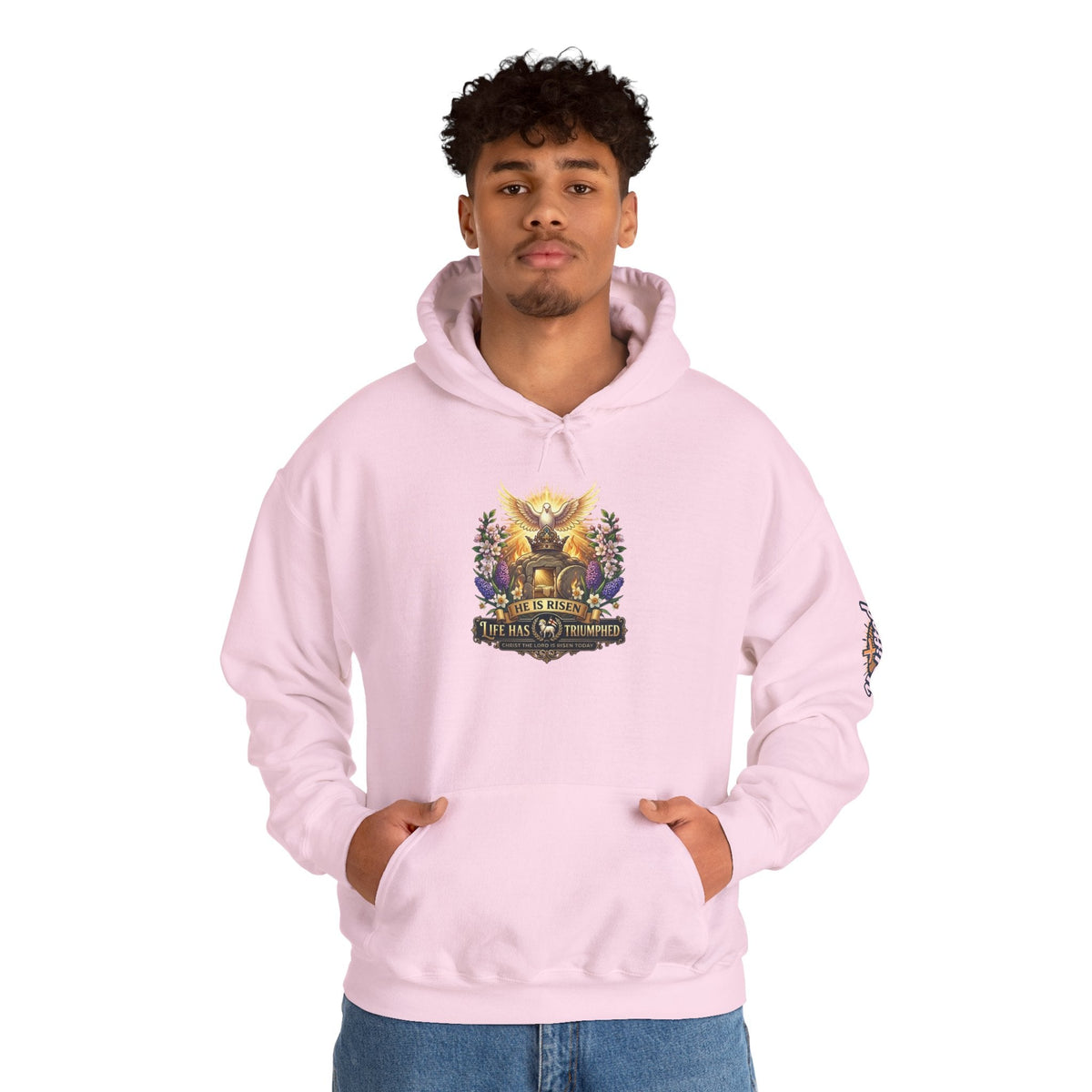 He Is Risen "Life Has Triumphed" Hoodie — Easter Resurrection Christian Hoodie Printify