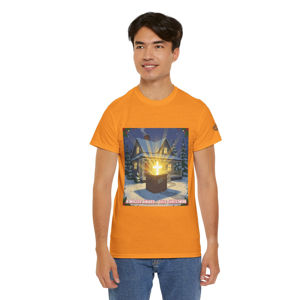 A Major Award This Christmas T-shirt – Fragile Leg Lamp Parody Cross Unboxing Christian T-shirt for Hilarious Faith & Holiday Glow Printify