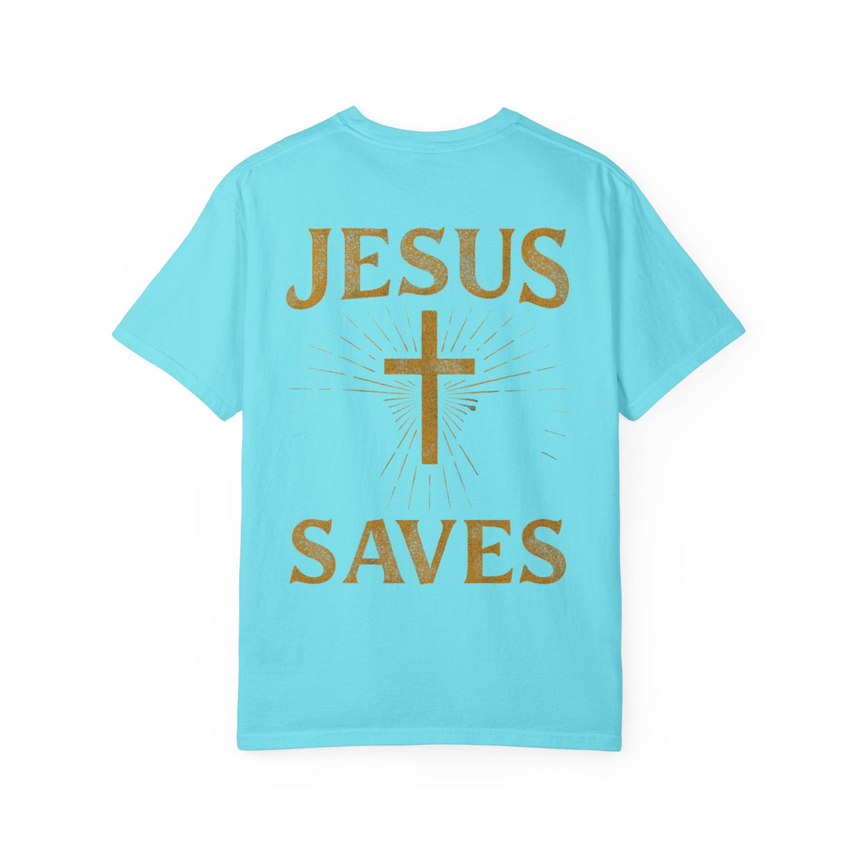 Jesus Saves T-shirt – Radiant Cross & Rays of Light Christian T-shirt for Eternal Hope & Faith Printify