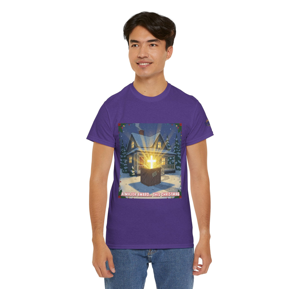 A Major Award This Christmas T-shirt – Fragile Leg Lamp Parody Cross Unboxing Christian T-shirt for Hilarious Faith & Holiday Glow Printify