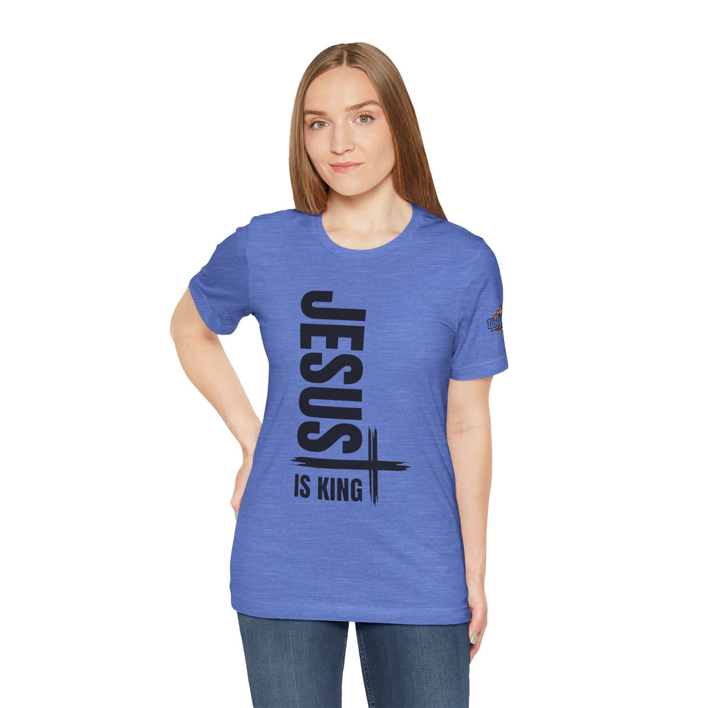 Jesus Is King T-shirt | Modern Typographic Cross Christian T-shirt Printify