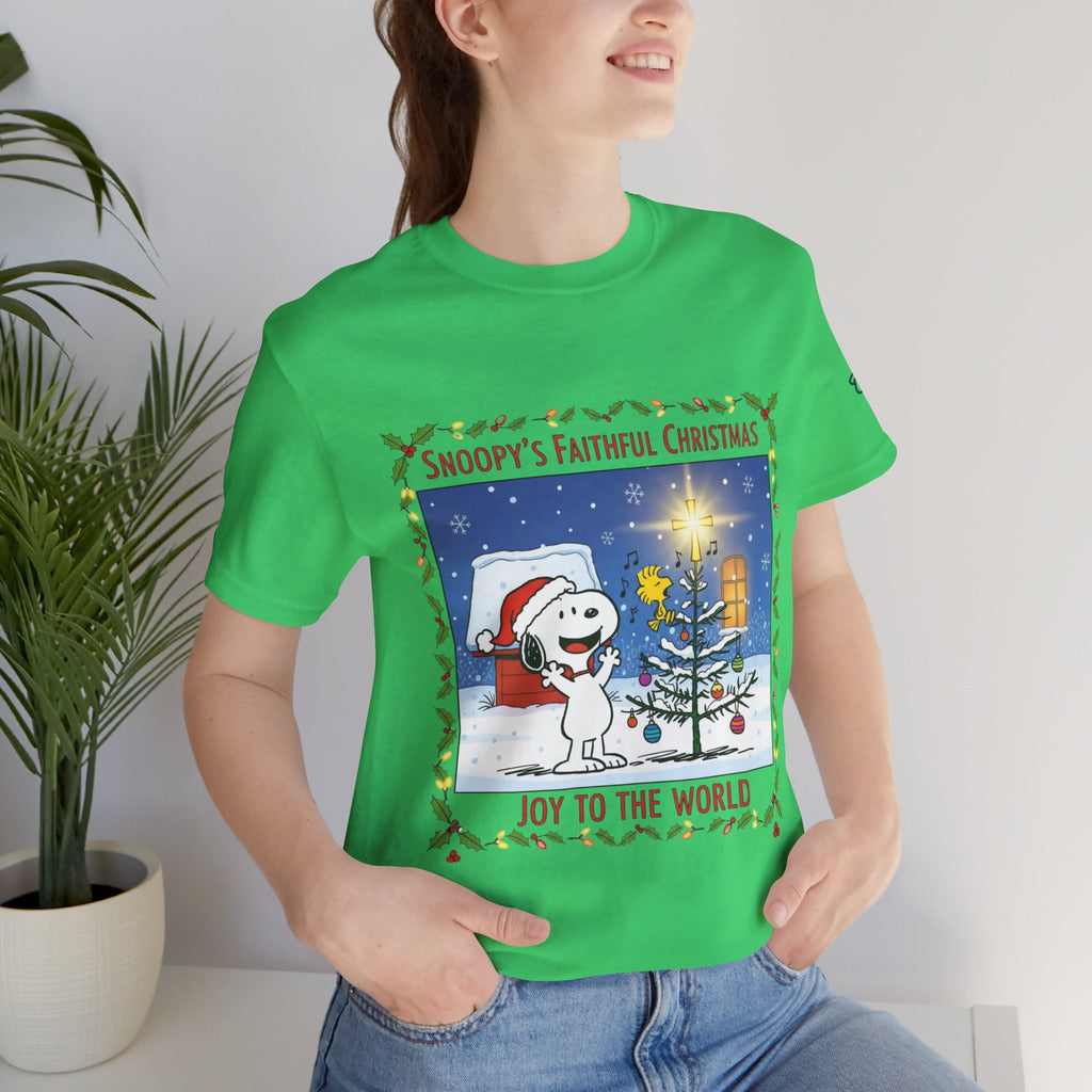 🎄 Faithful Christmas Friends – Christian Holiday T-Shirt | Festive Tree & Cartoon Duo | Heartwarming Christmas Tee by Uplifted Gear Printify