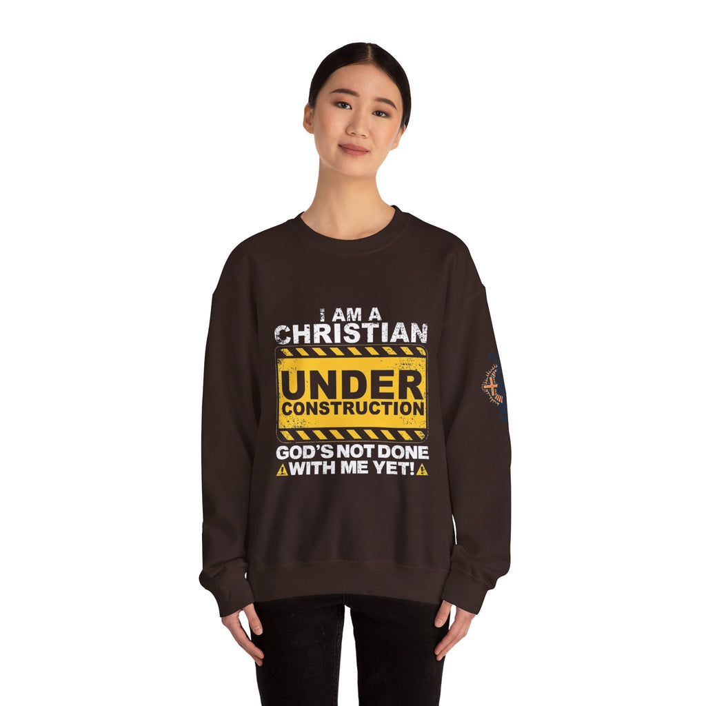 Christian Under Construction Sweatshirt | God Is Not Done With Me Yet Sweatshirt Printify