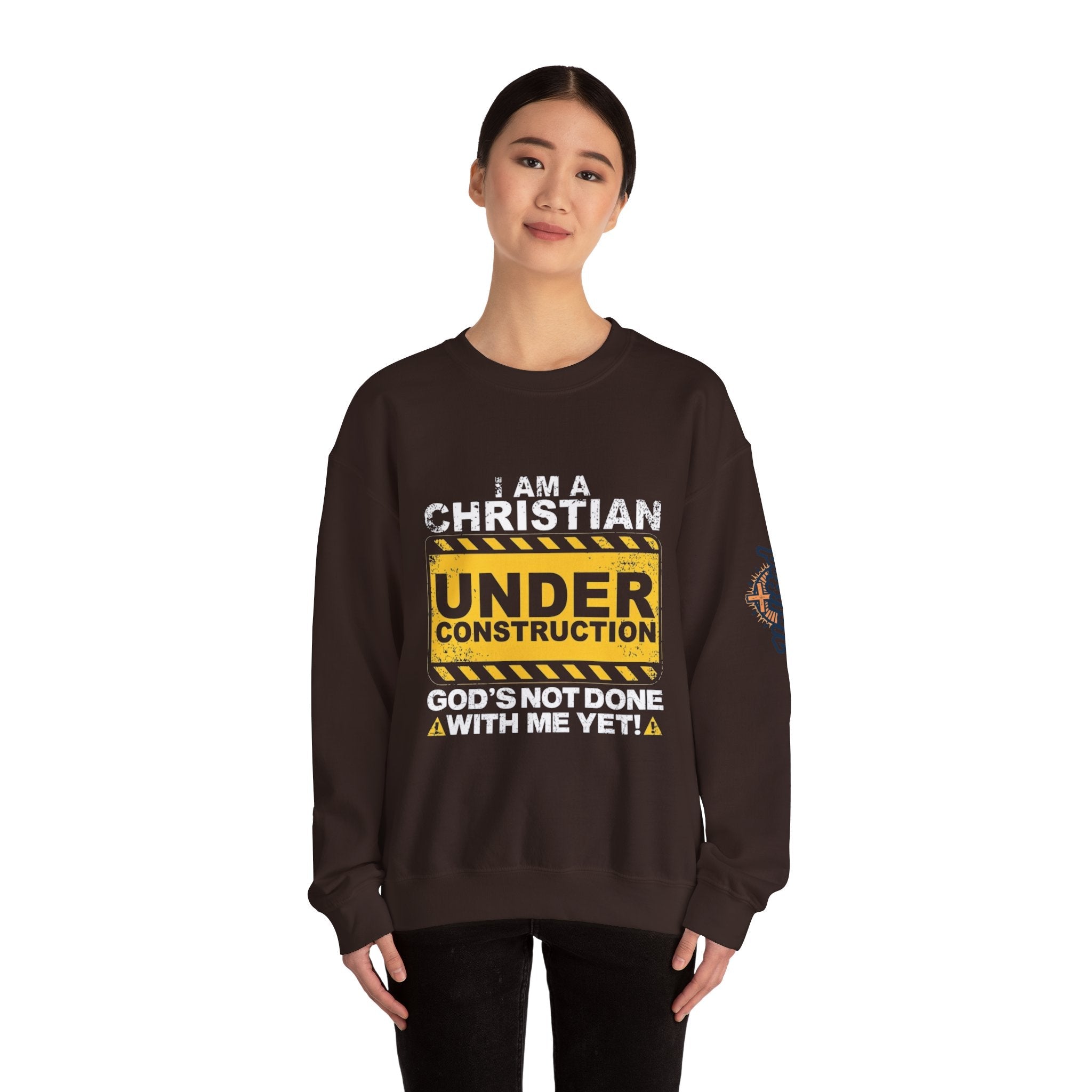 Christian Under Construction Sweatshirt | God Is Not Done With Me Yet Sweatshirt Printify