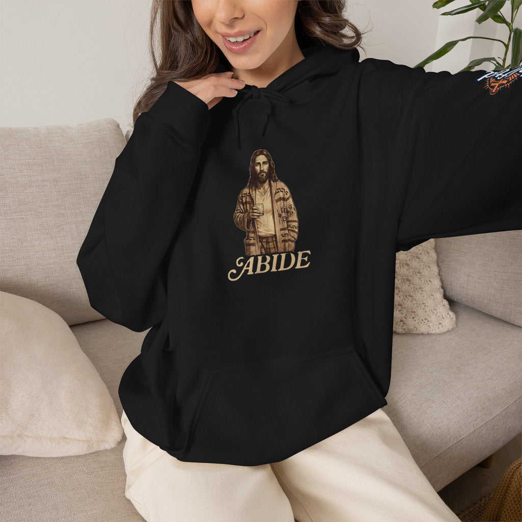 Abide Jesus Hoodie — Vintage 'The Dude' Religious Graphic Hoodie Printify