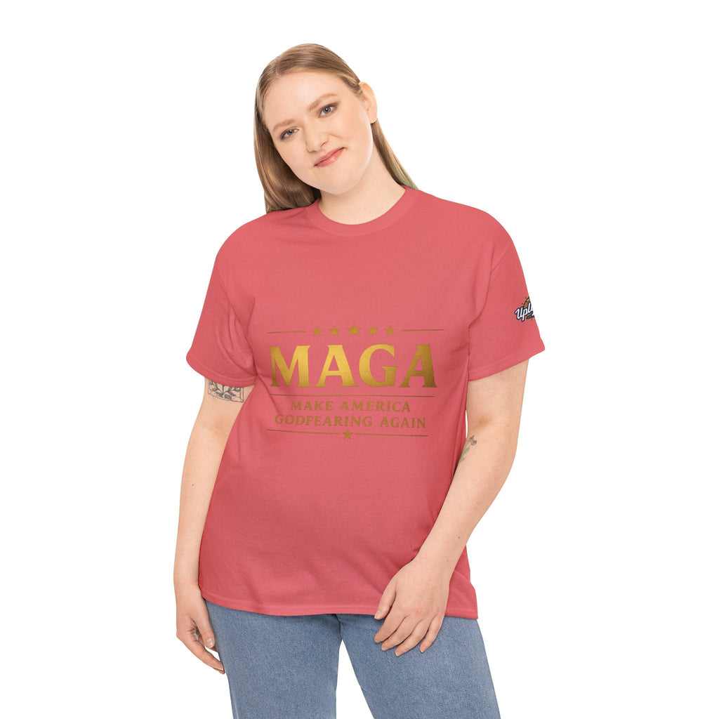 MAGA Gold Letter T-Shirt — "Make America Great Again" Printify