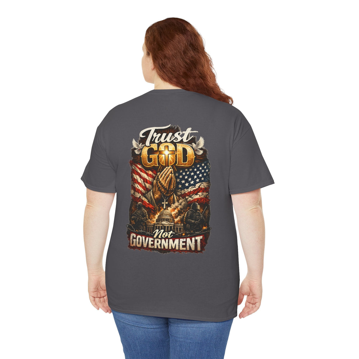 Trust God Not Government T-Shirt — Vintage Patriotic Christian Tee Printify