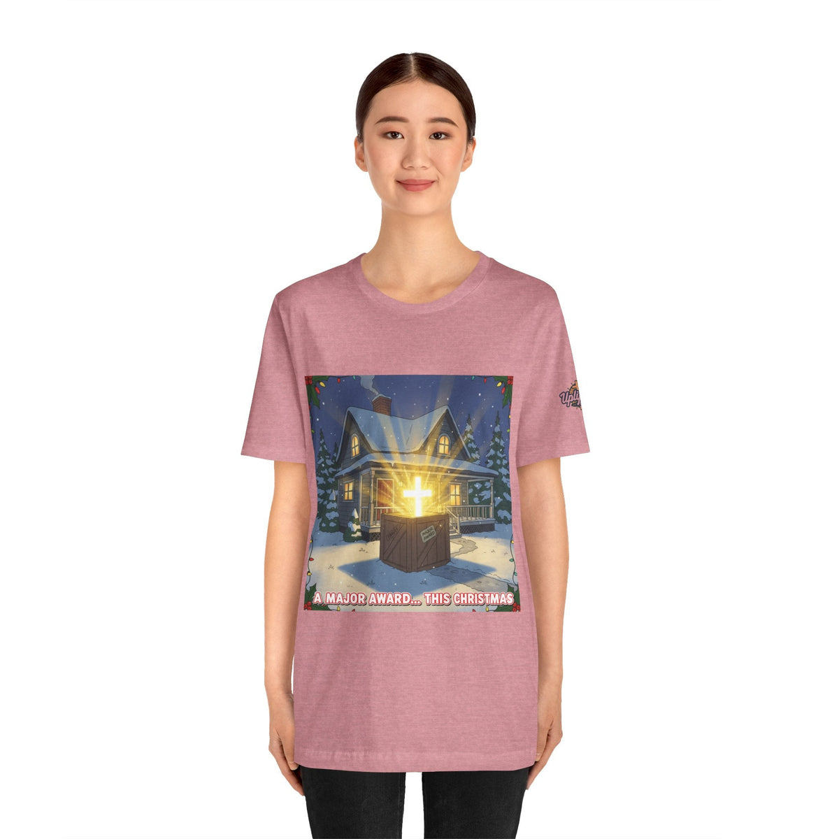 A Major Award This Christmas T-shirt – Fragile Leg Lamp Parody Cross Unboxing Christian T-shirt for Hilarious Faith & Holiday Glow Printify