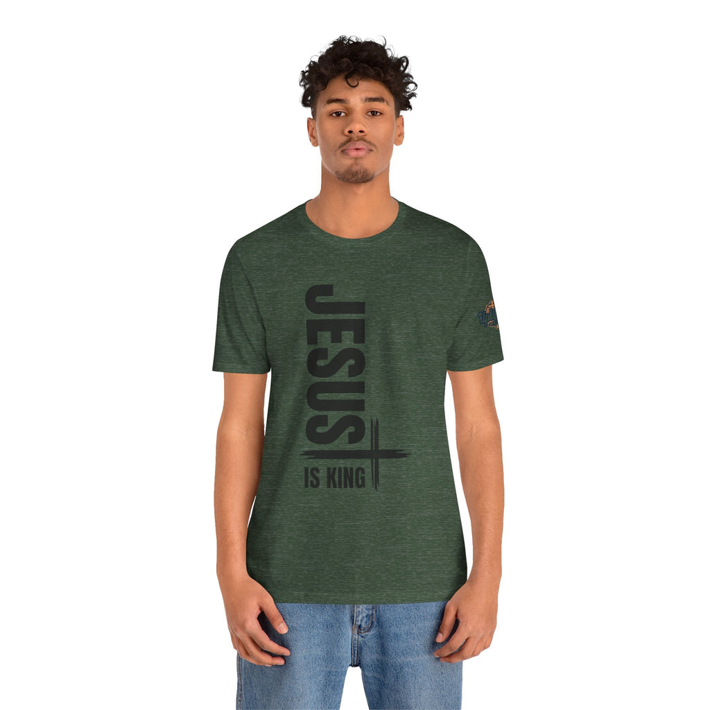 Jesus Is King T-shirt | Modern Typographic Cross Christian T-shirt Printify