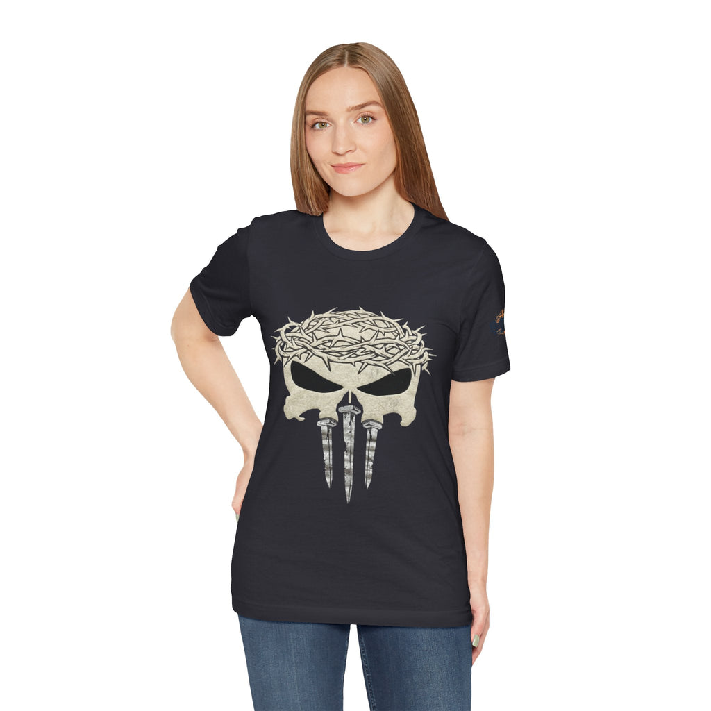 Christian Skull T-shirt - Crown of Thorns & Nails - Warrior Faith T-shirt Printify