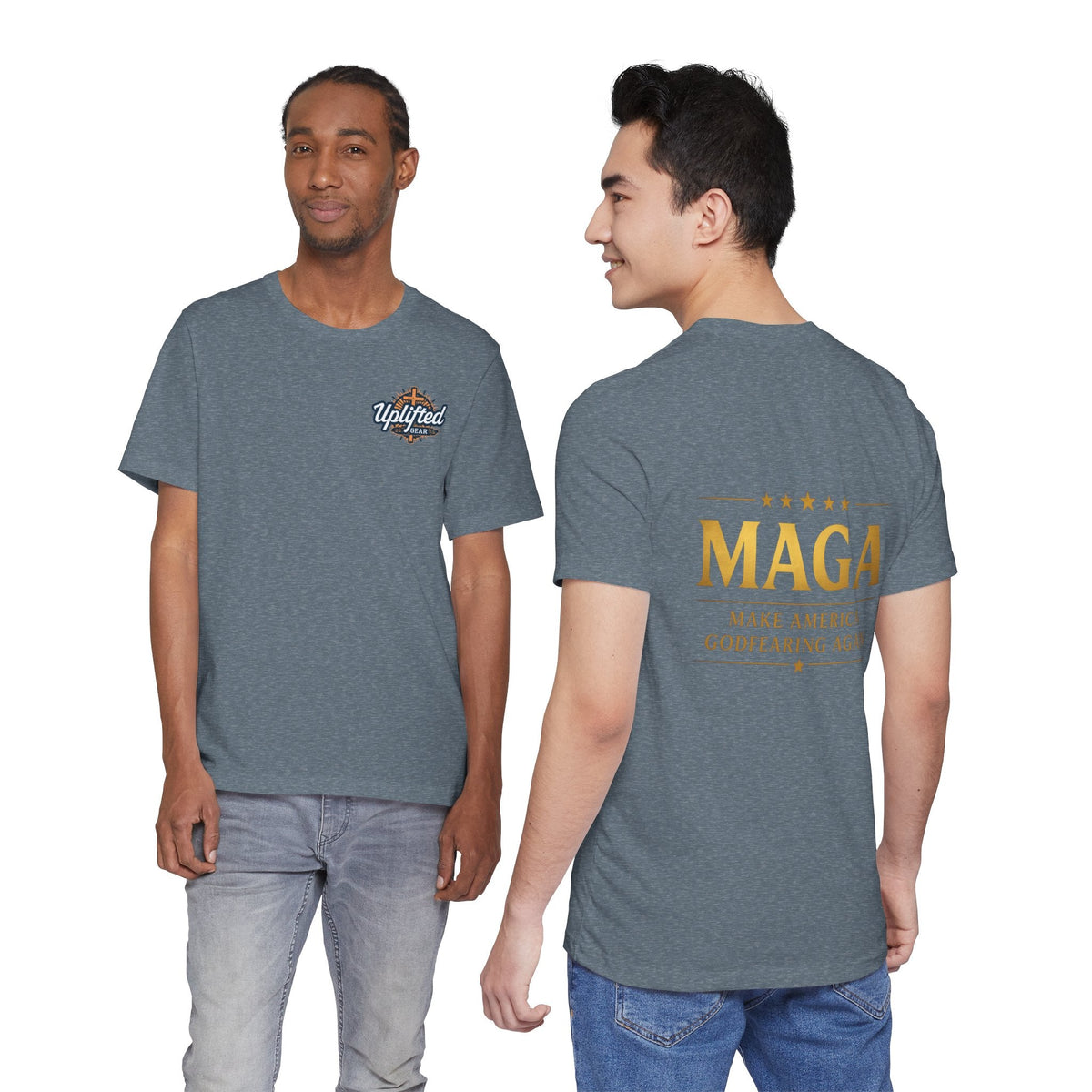 MAGA Gold Letter T-Shirt — "Make America Great Again" Printify