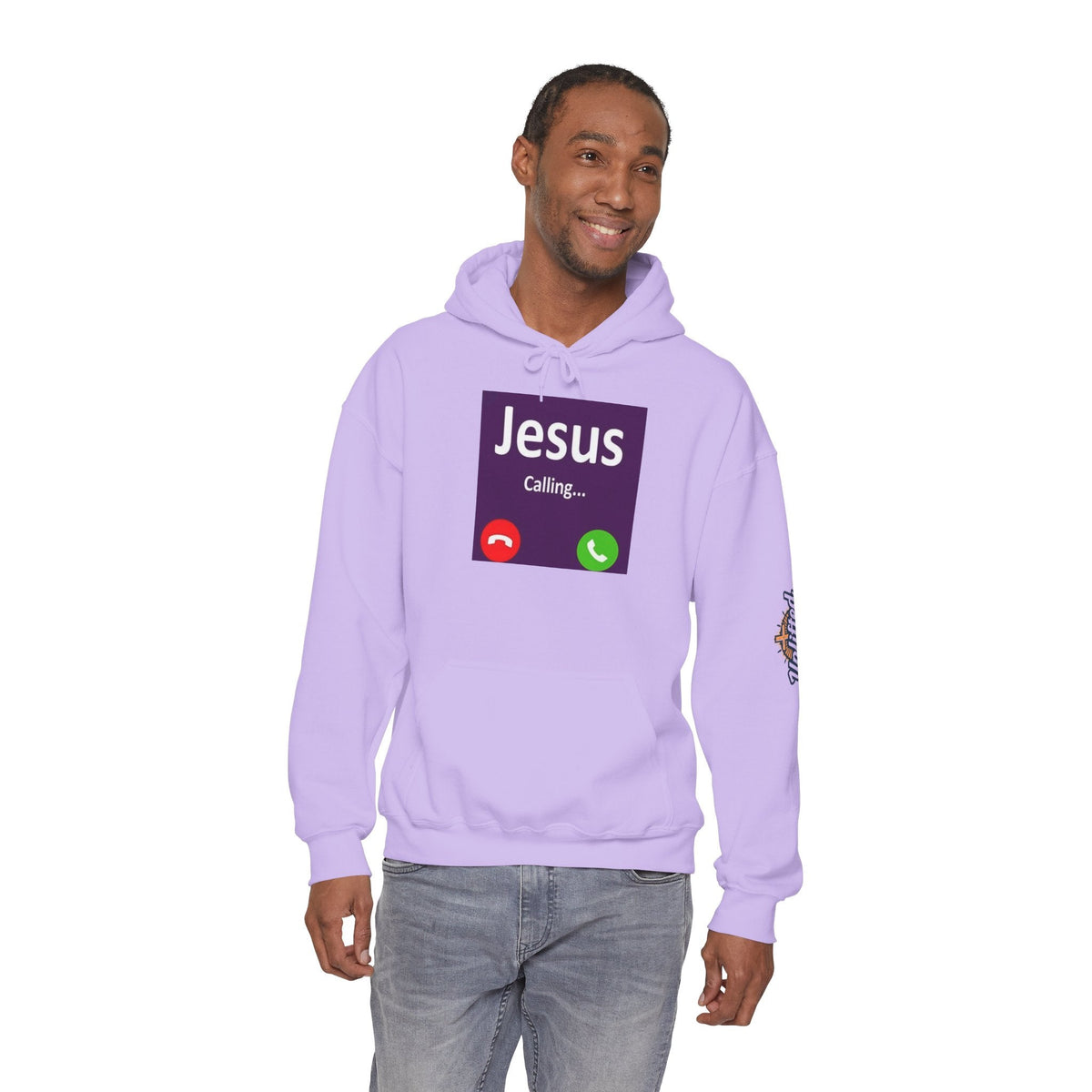 Jesus Calling Hoodie – Funny Cell Phone Screen Christian Sweatshirt for Divine Connection & Faith Humor Printify