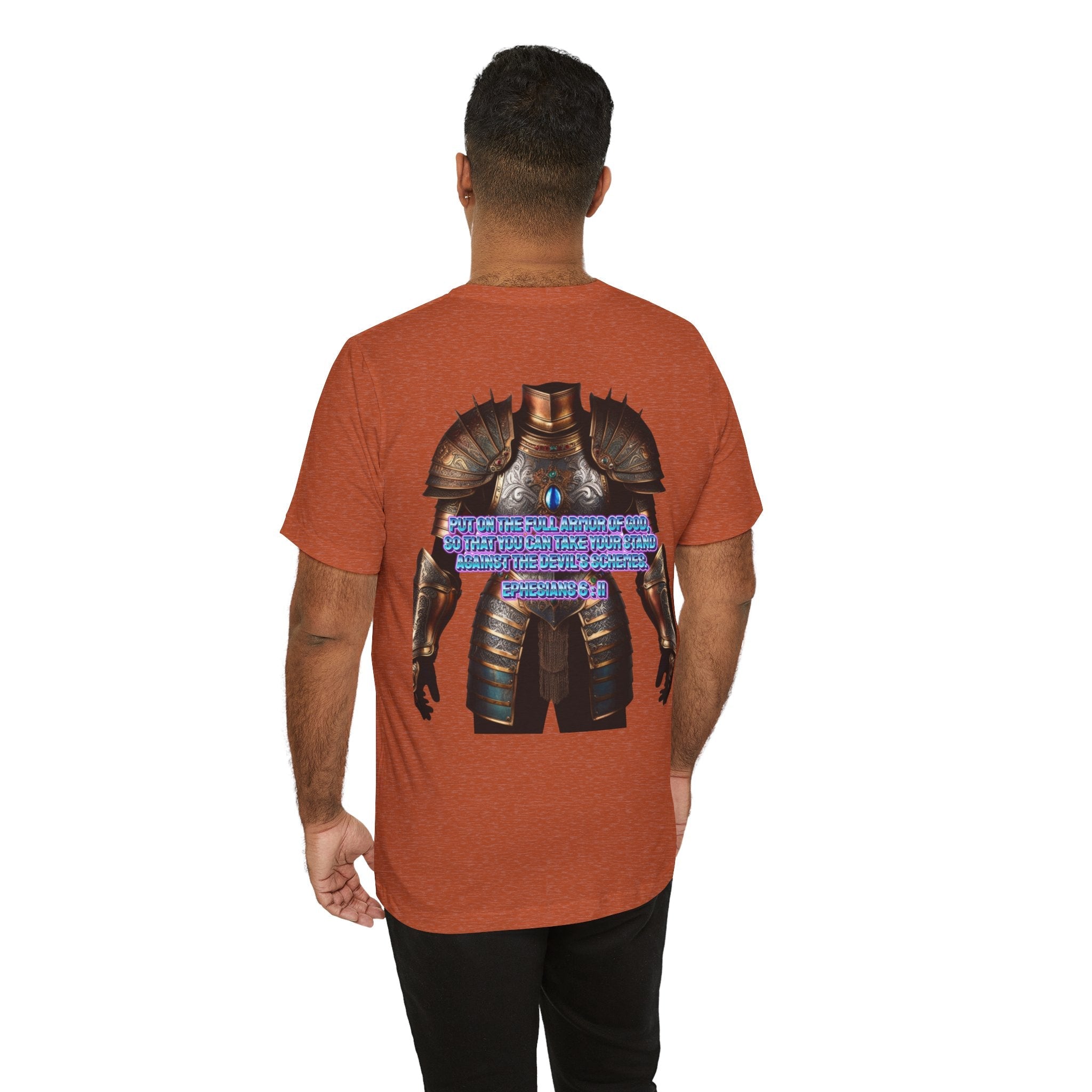 Religious Graphic Tee with Armor Of God Design Unisex Jersey Short Sleeve Tee Printify