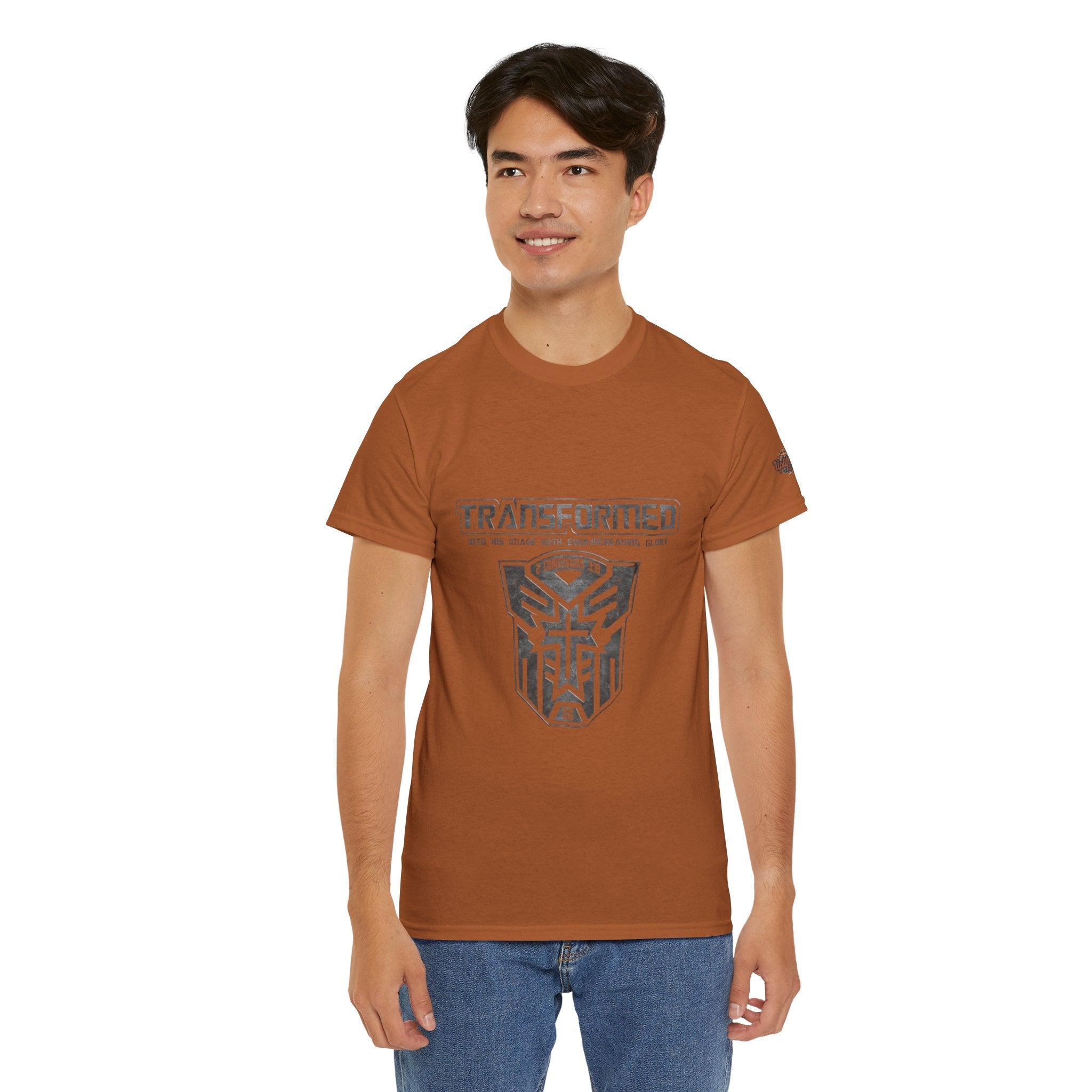 Transformer Logo Christian T-shirt | 2 Corinthians 3:18 Bible Verse T-shirt Printify