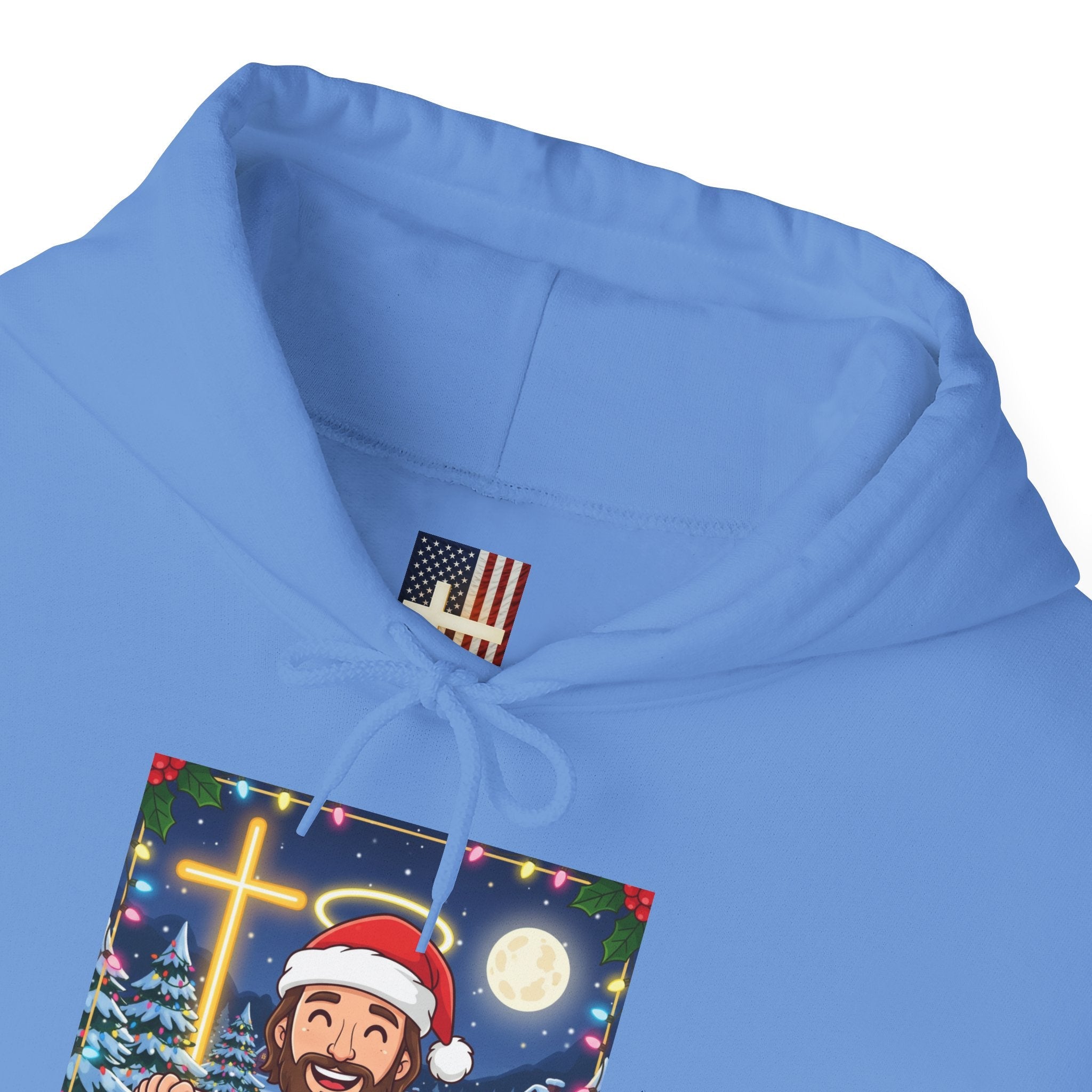 🎄 Make Christmas Great Again – Funny Christian Hoodie | Jesus Holding Banner | Faith-Based Holiday Parody Tee | Uplifted Gear Printify