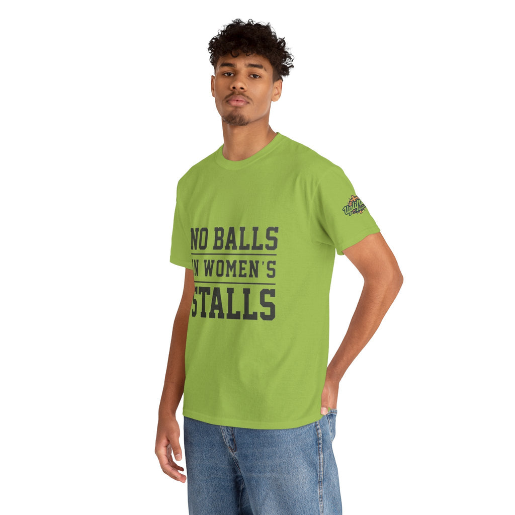 No Balls in Women's Stalls Retro Protest T-Shirt Printify