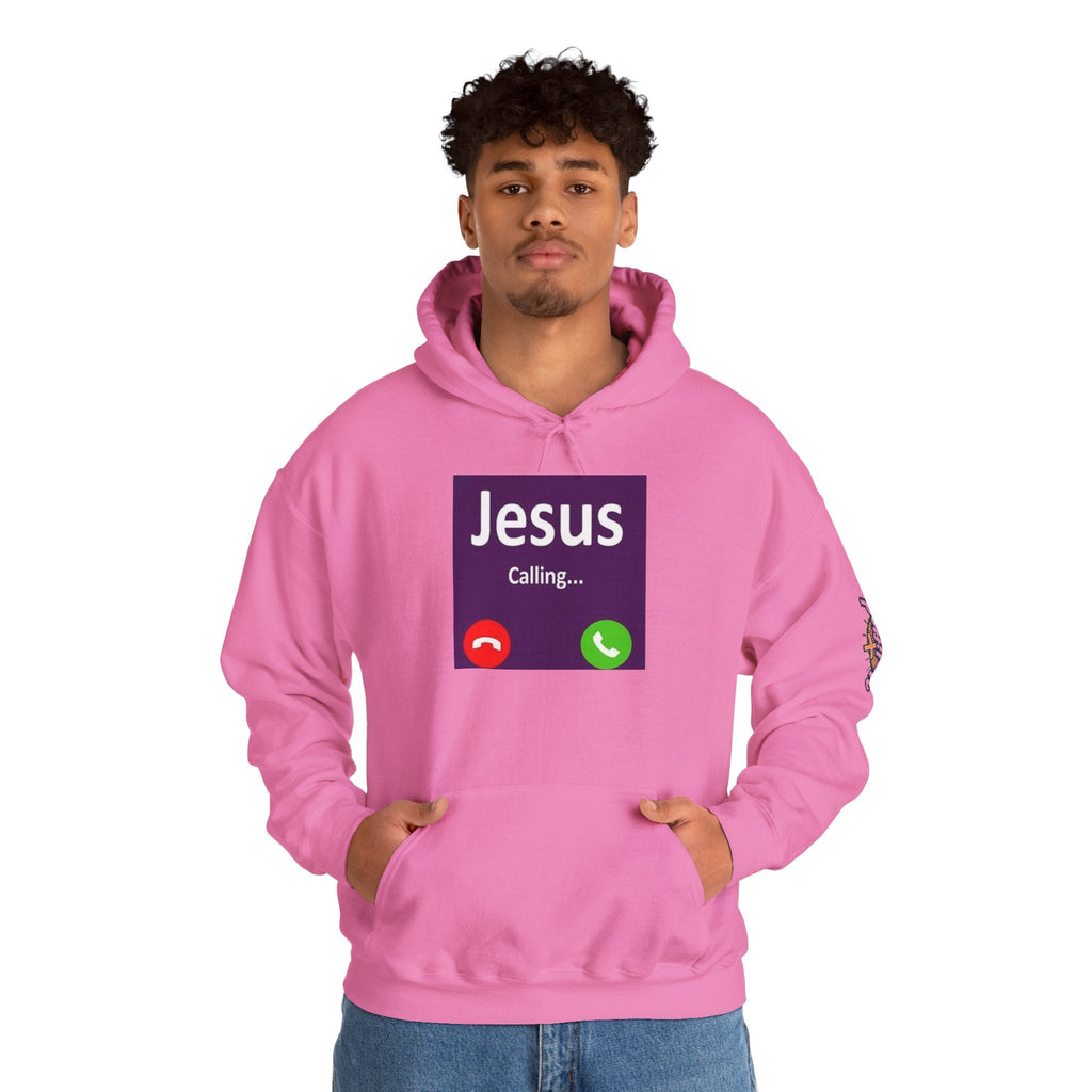 Jesus Calling Hoodie – Funny Cell Phone Screen Christian Sweatshirt for Divine Connection & Faith Humor Printify