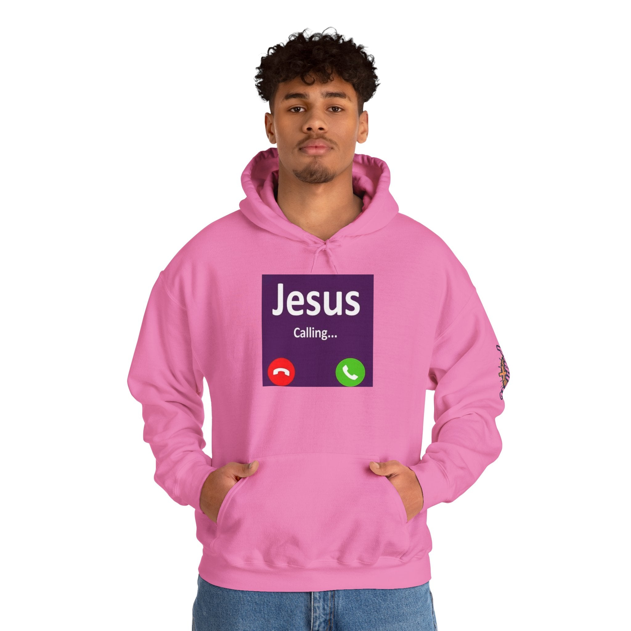 Jesus Calling Hoodie – Funny Cell Phone Screen Christian Sweatshirt for Divine Connection & Faith Humor Printify