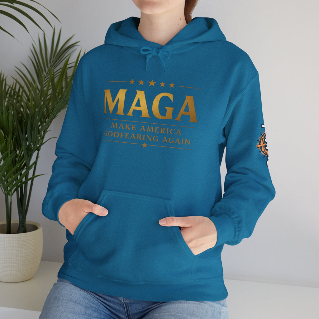 Hoodie - MAGA "Make America Godfearing Again" Political Graphic Hoodie Printify