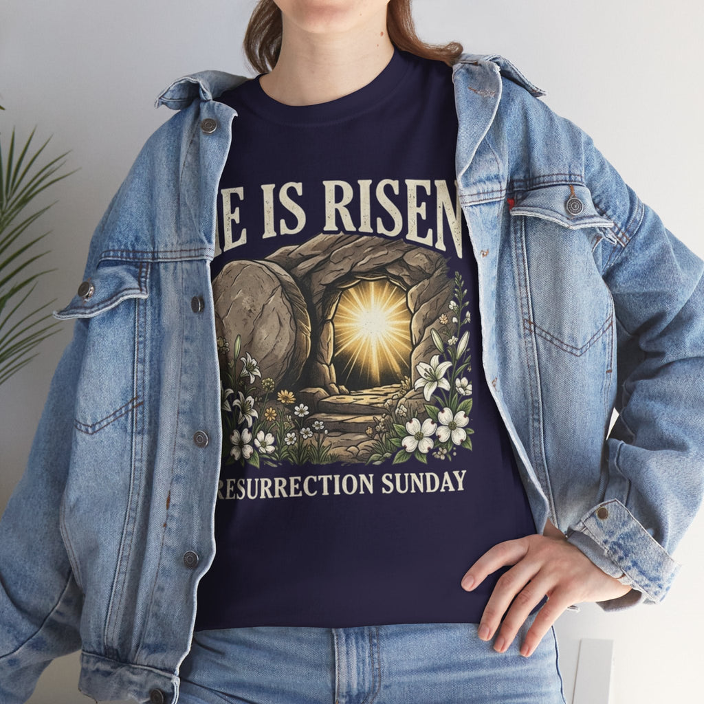 He Is Risen T-Shirt — Jesus Christ Resurrection Easter Tee Printify